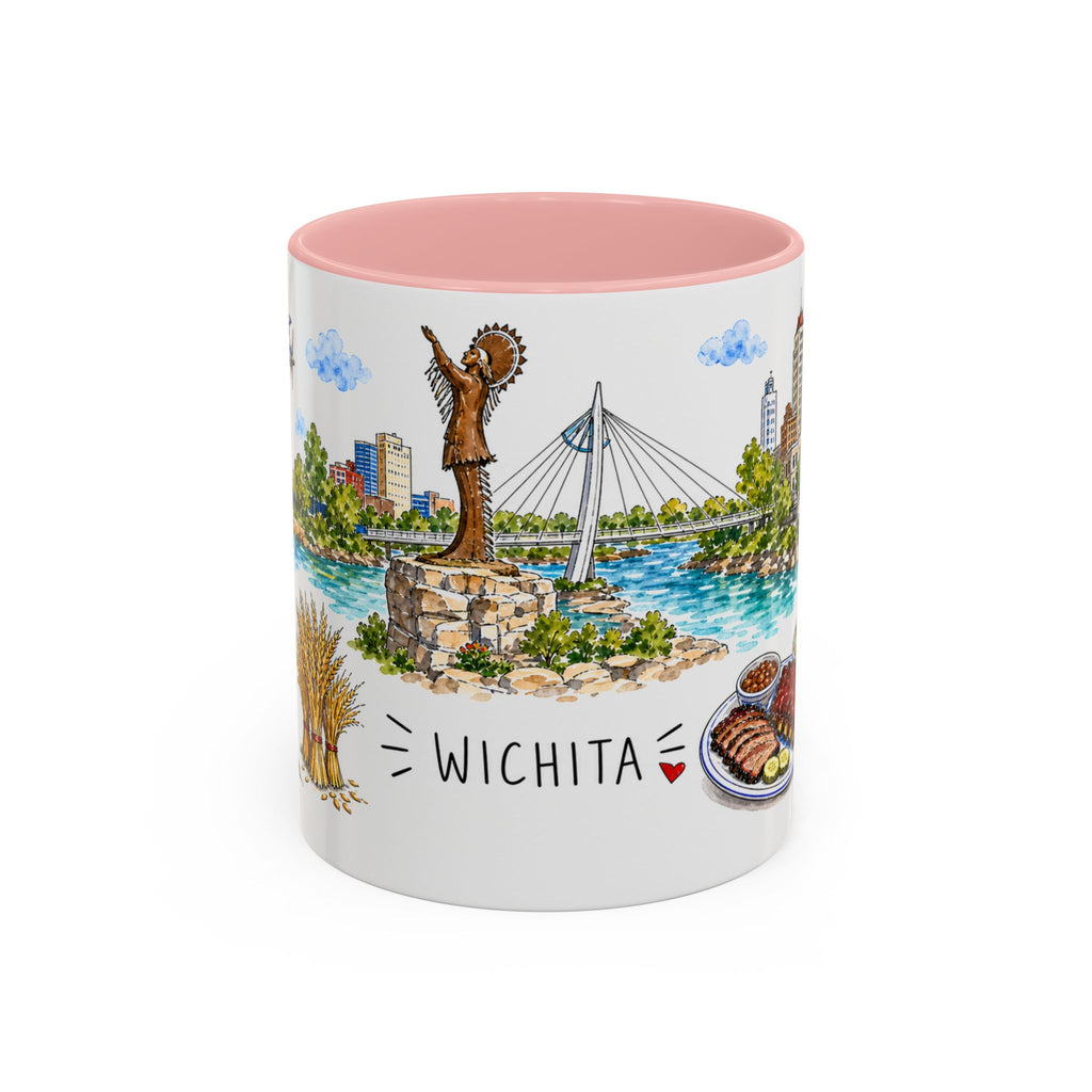 Wichita Illustrated Travel Mug | City Souvenir Accent Coffee Mug | 11oz 15oz Ceramic Cup