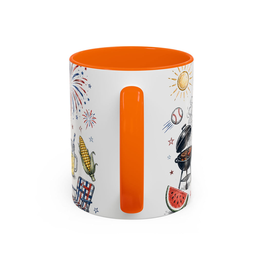 Freedom Fest Coffee Mug | Grill Chill Fireworks 4th of July | Accent Color Ceramic 11oz 15oz