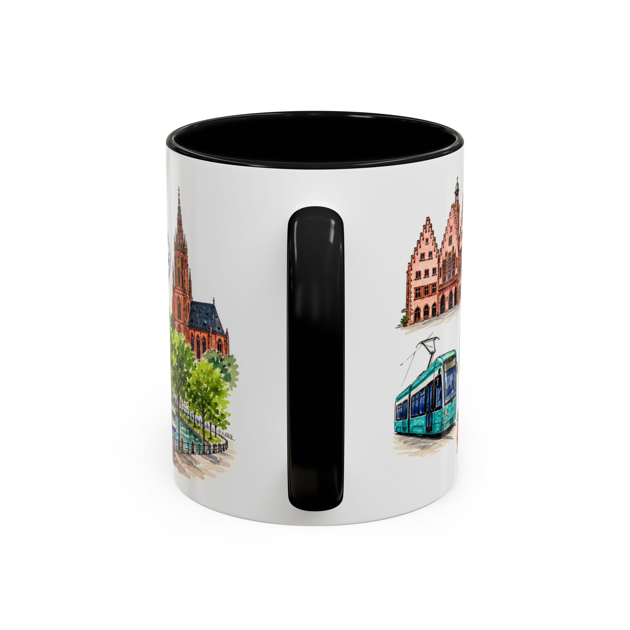 Frankfurt Illustrated Travel Mug | City Souvenir Accent Coffee Mug | 11oz 15oz Ceramic Cup