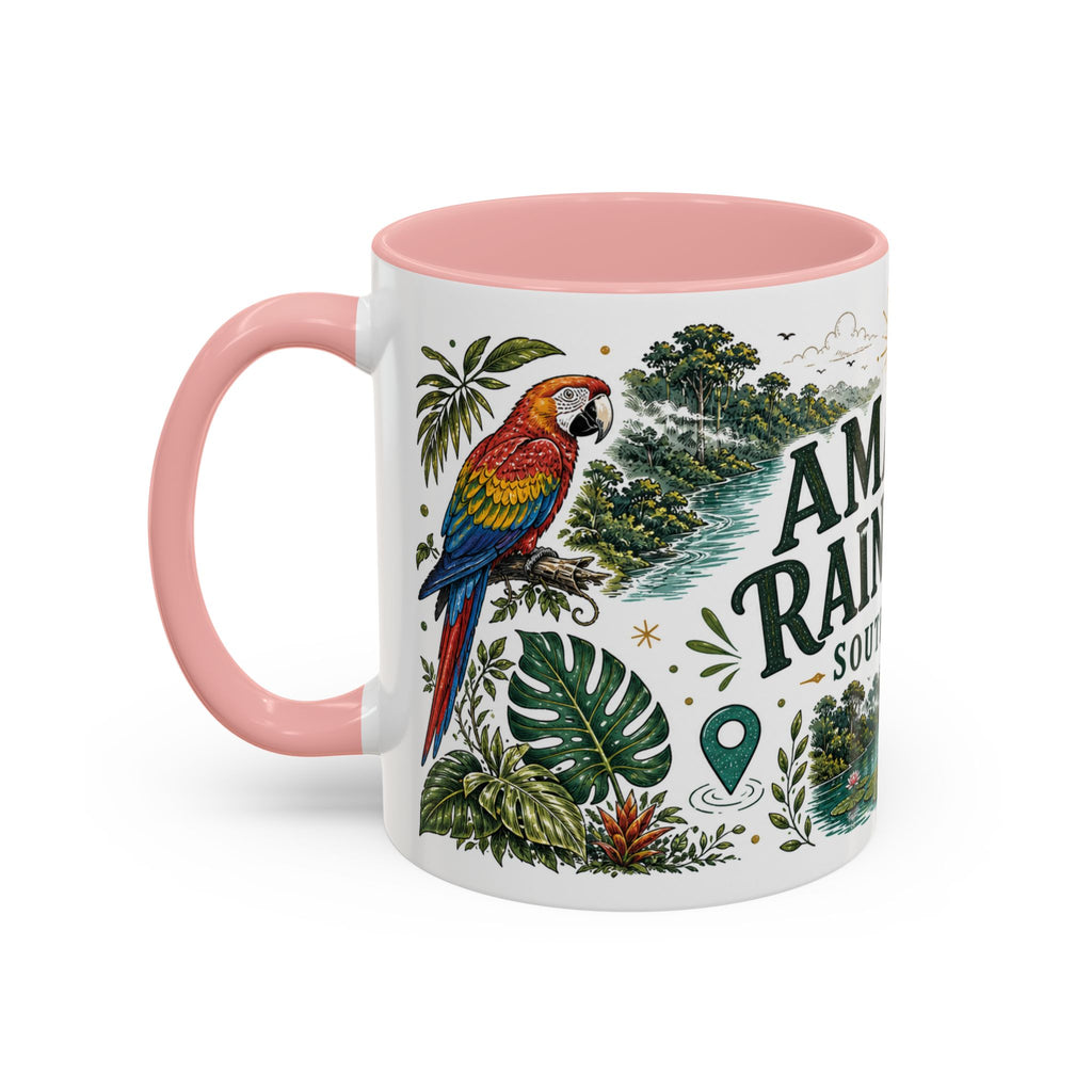 Amazon Rainforest Coffee Mug | Travel Destination Souvenir Gift | Accent Color Ceramic 11oz 15oz