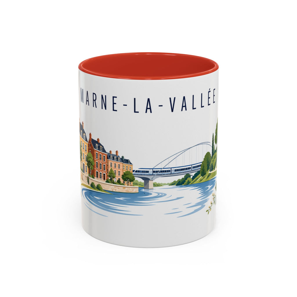 Marne-La-Vallée Coffee Mug | France Travel Souvenir | Porcelain Decal City Gift | 11oz 15oz Accent Mug