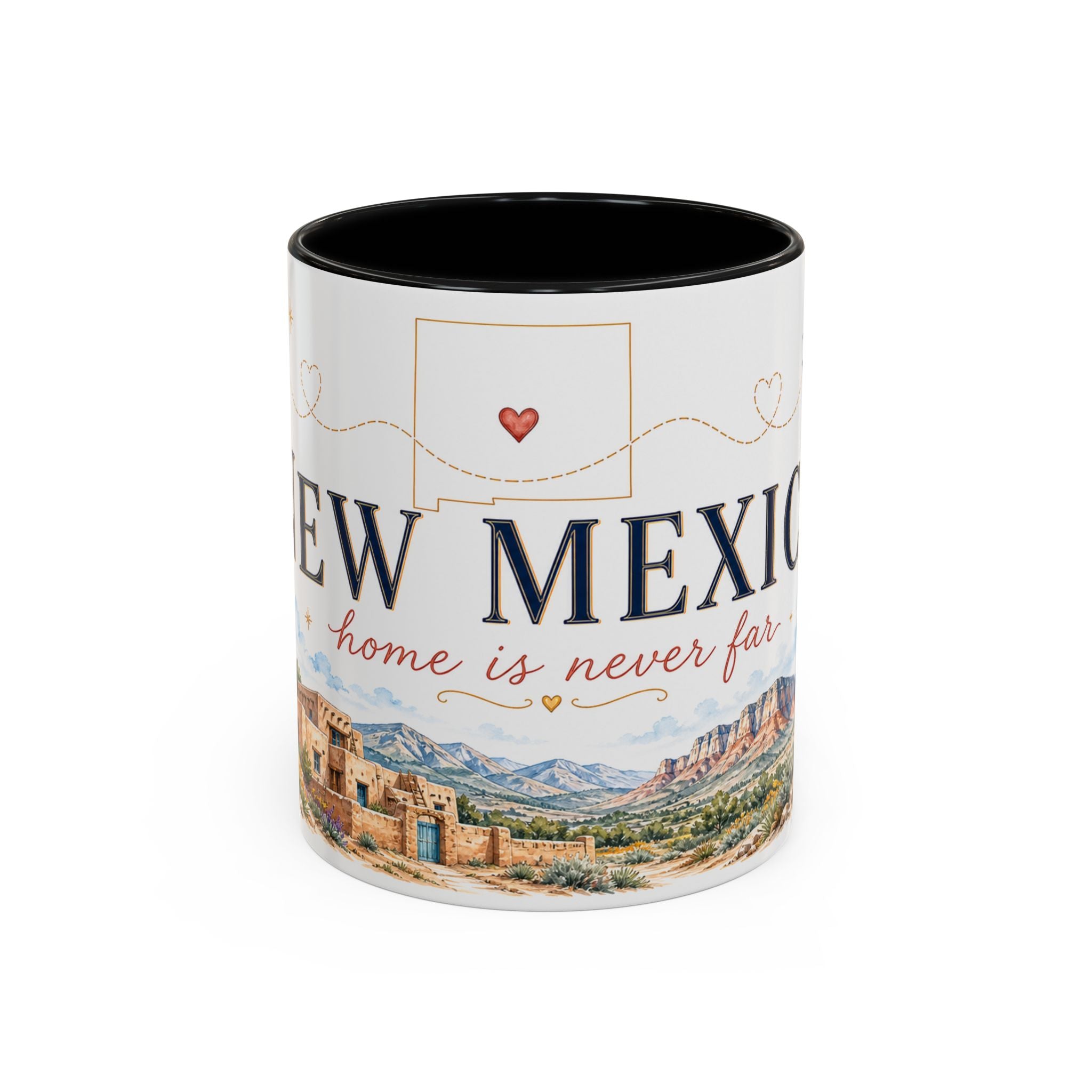 New Mexico State Map Mug | Desert Scenery, Yucca Flower Accent Coffee Cup