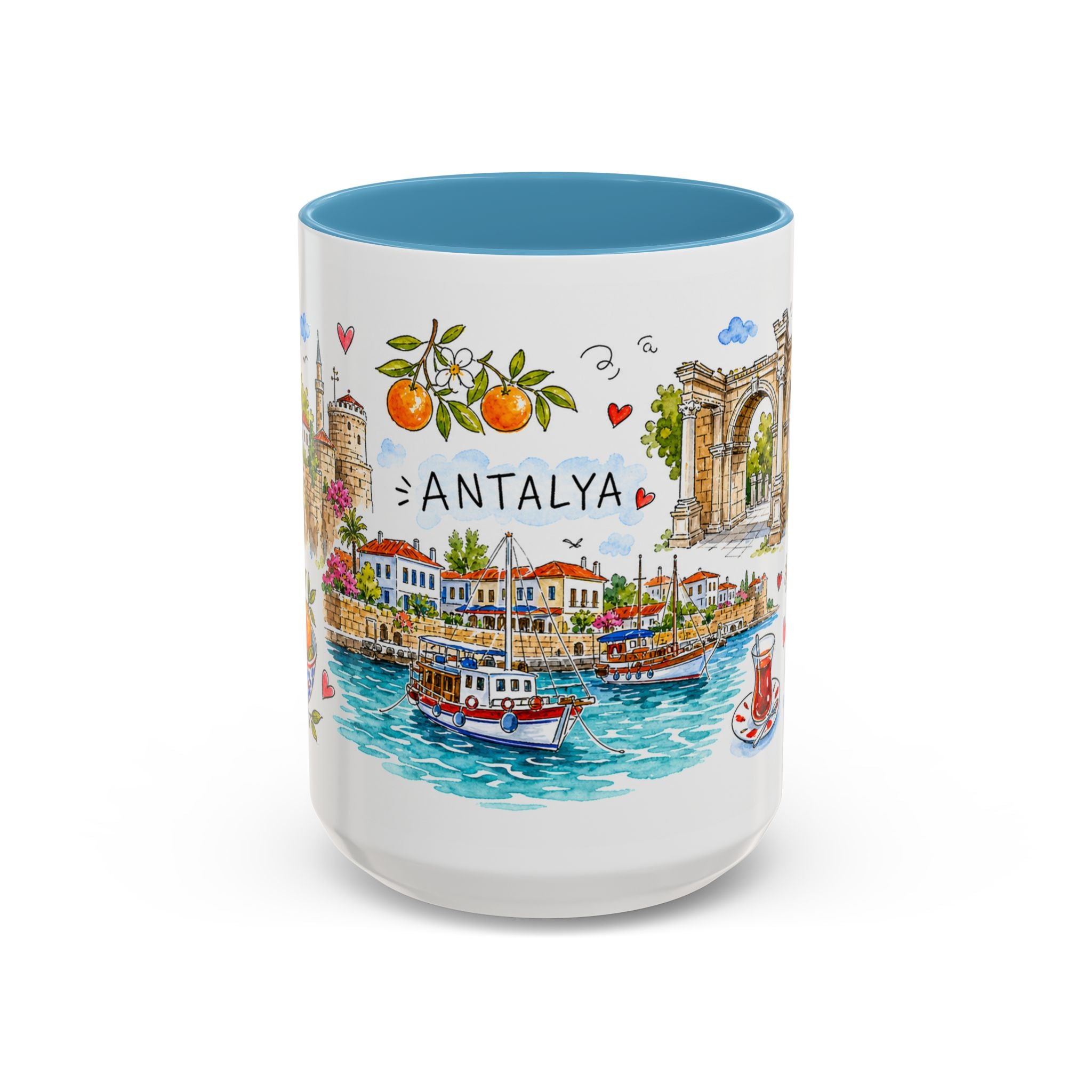 Antalya Travel Mug | European City Souvenir Accent Coffee Mug | 11oz 15oz Ceramic Cup