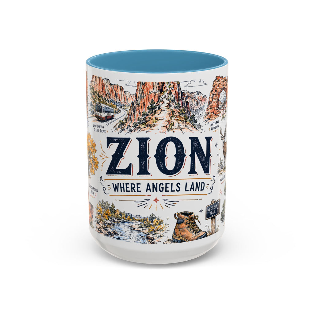 Zion National Park Coffee Mug | Hiking Camping Nature Gift | Accent Color Ceramic 11oz 15oz