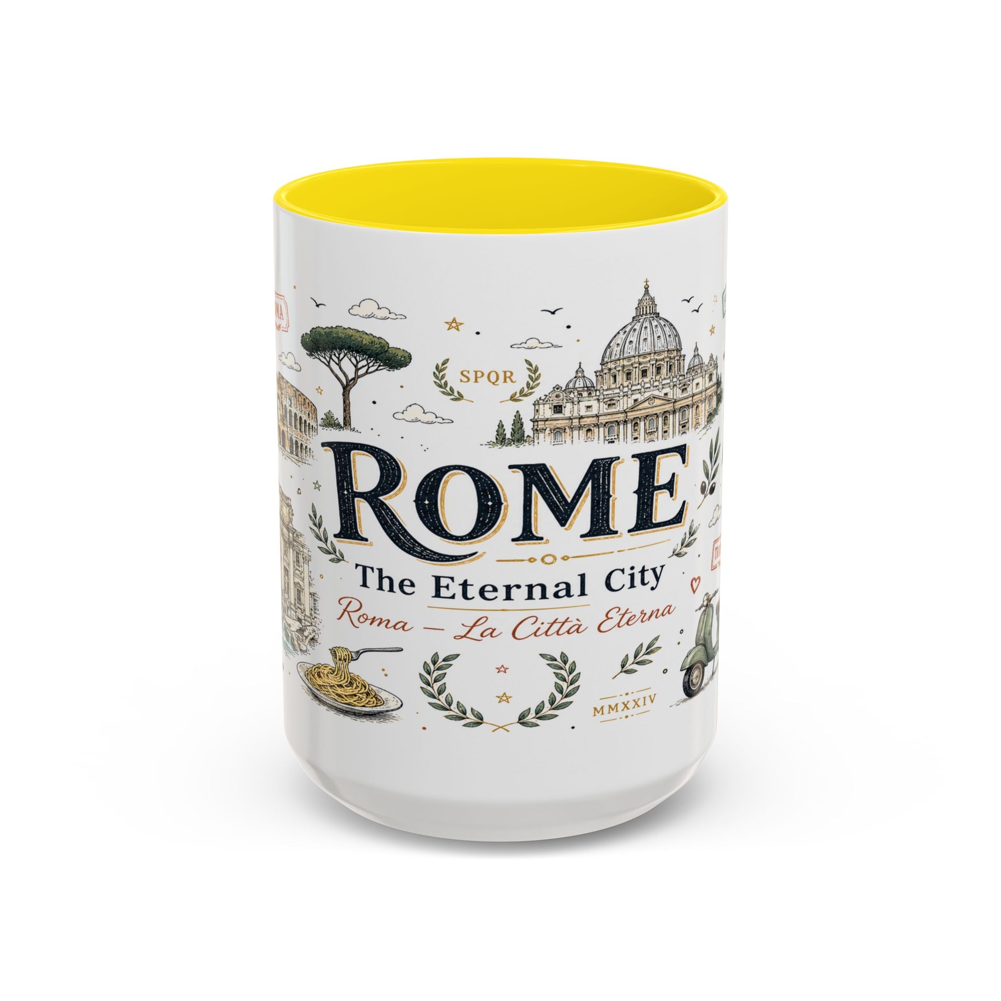 Rome Coffee Mug | Italy Souvenir Travel Gift | Accent Color Ceramic 11oz 15oz