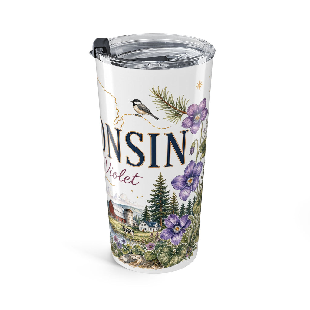 Wisconsin State Flower 20oz Tumbler | Wood Violet Botanical State Flower Gift | Insulated Stainless Steel Travel Cup