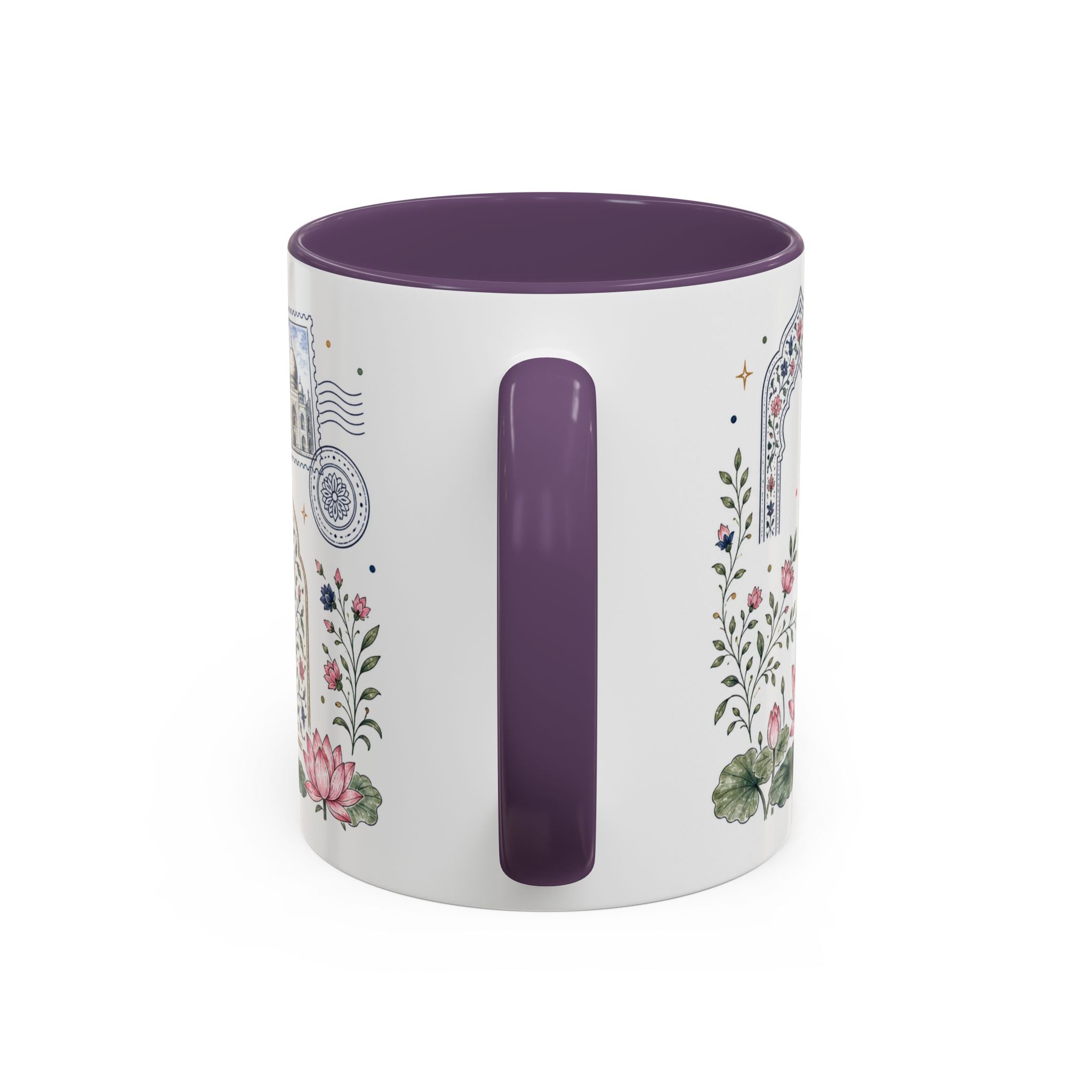 Taj Mahal Coffee Mug | Travel Destination Souvenir Gift | Accent Color Ceramic 11oz 15oz