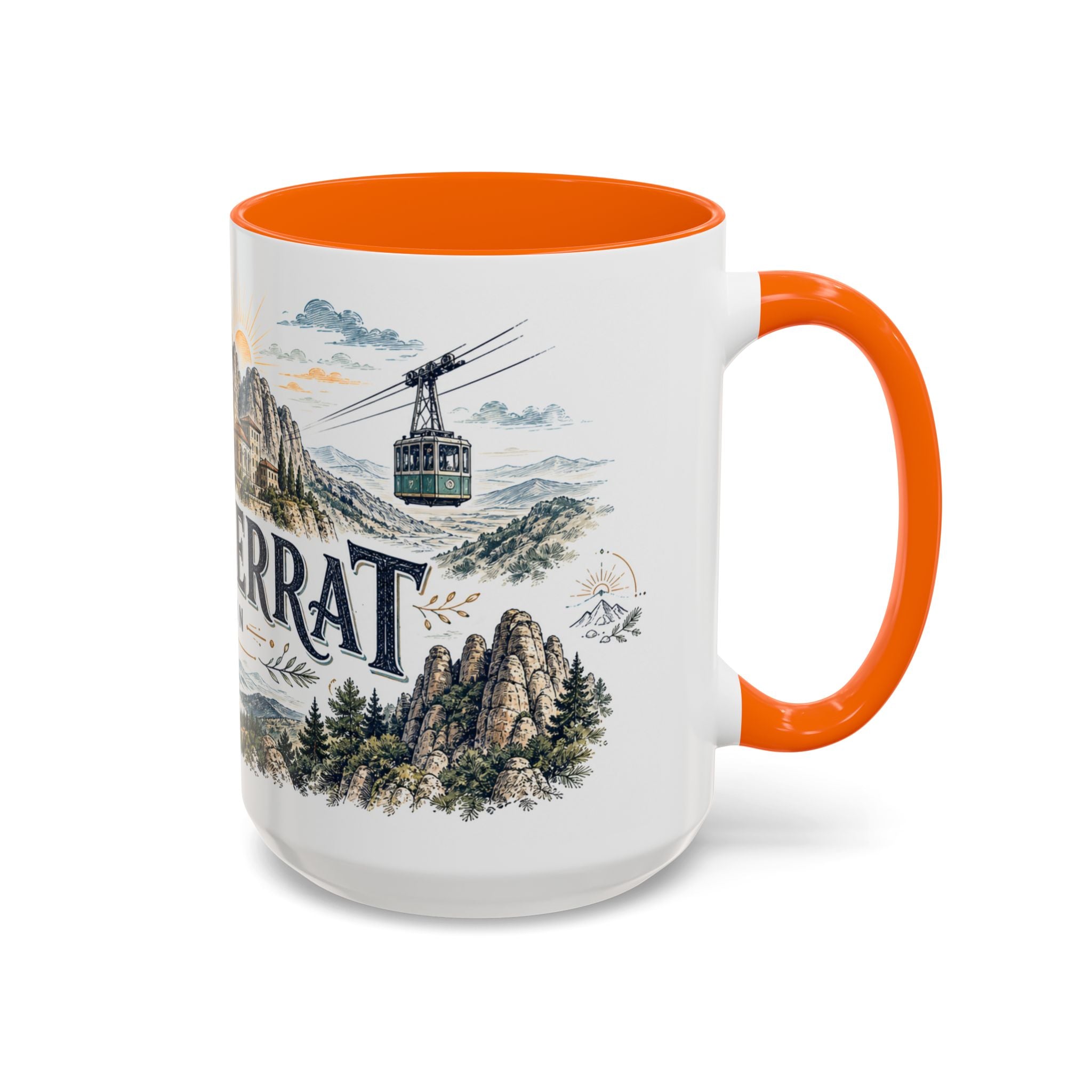 Montserrat Mug, Spain Travel Souvenir, Bucket List Gift, Accent Ceramic Coffee Mug 11oz 15oz