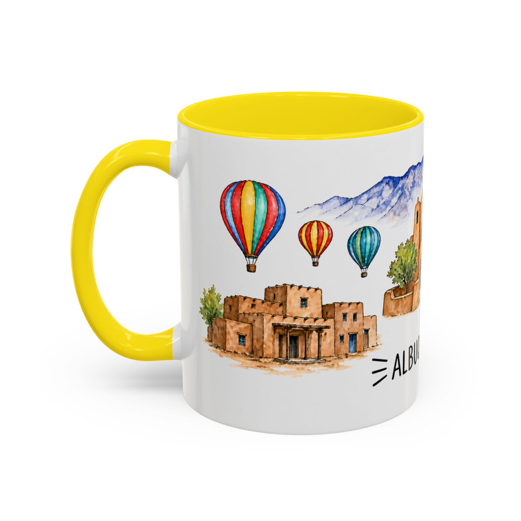 Albuquerque Illustrated Travel Mug | City Souvenir Accent Coffee Mug | 11oz 15oz Ceramic Cup
