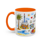 Barcelona Travel Mug | European City Souvenir Accent Coffee Mug | 11oz 15oz Ceramic Cup