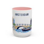 Amsterdam Coffee Mug | Netherlands Travel Souvenir | Porcelain Decal City Gift | 11oz 15oz Accent Mug