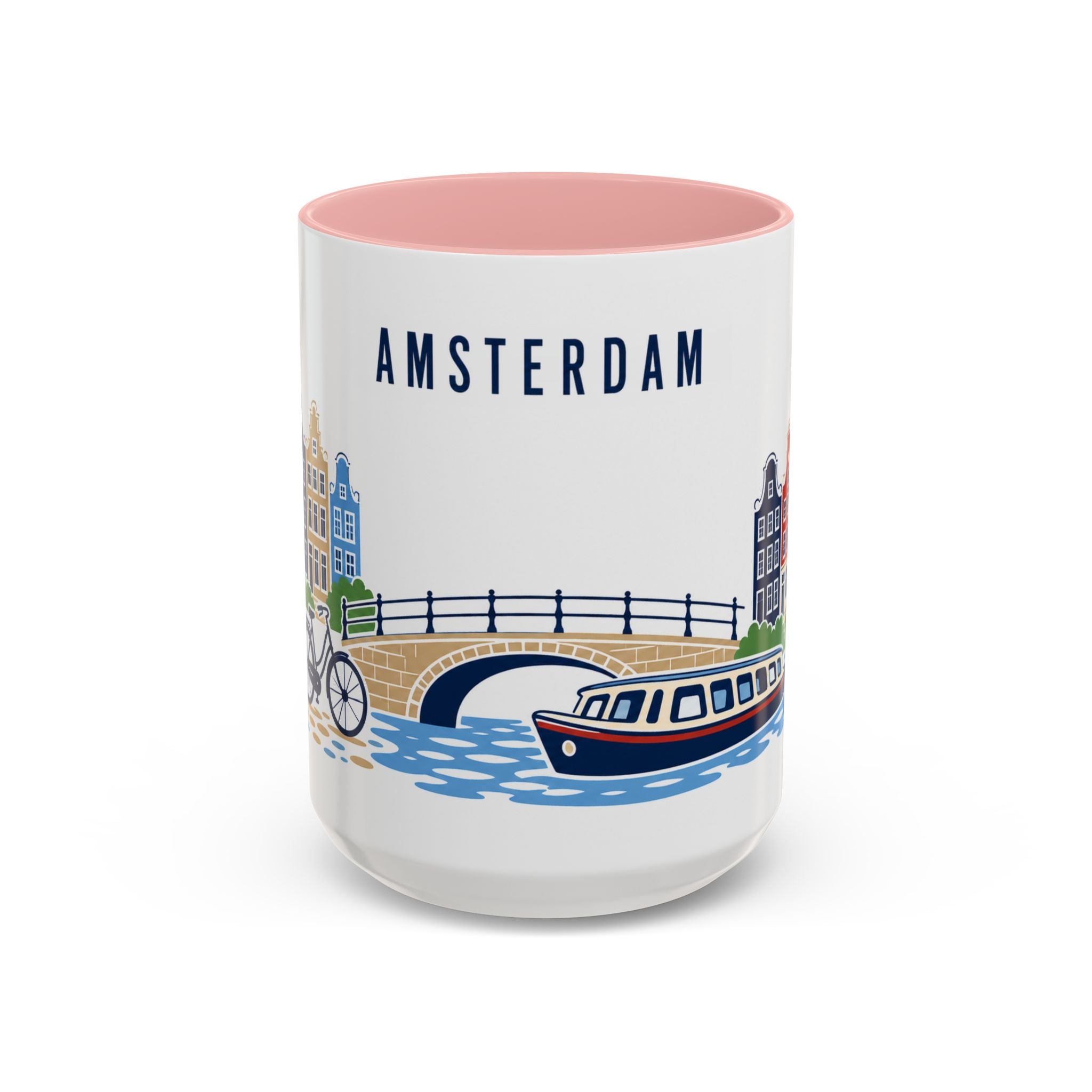 Amsterdam Coffee Mug | Netherlands Travel Souvenir | Porcelain Decal City Gift | 11oz 15oz Accent Mug
