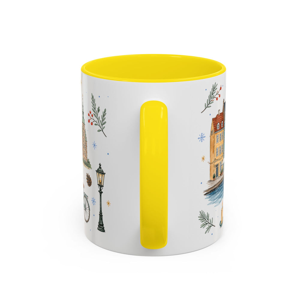 Copenhagen Christmas Mug | Watercolor Travel Souvenir | Holiday Gift | Accent Ceramic Coffee Cup 11oz 15oz