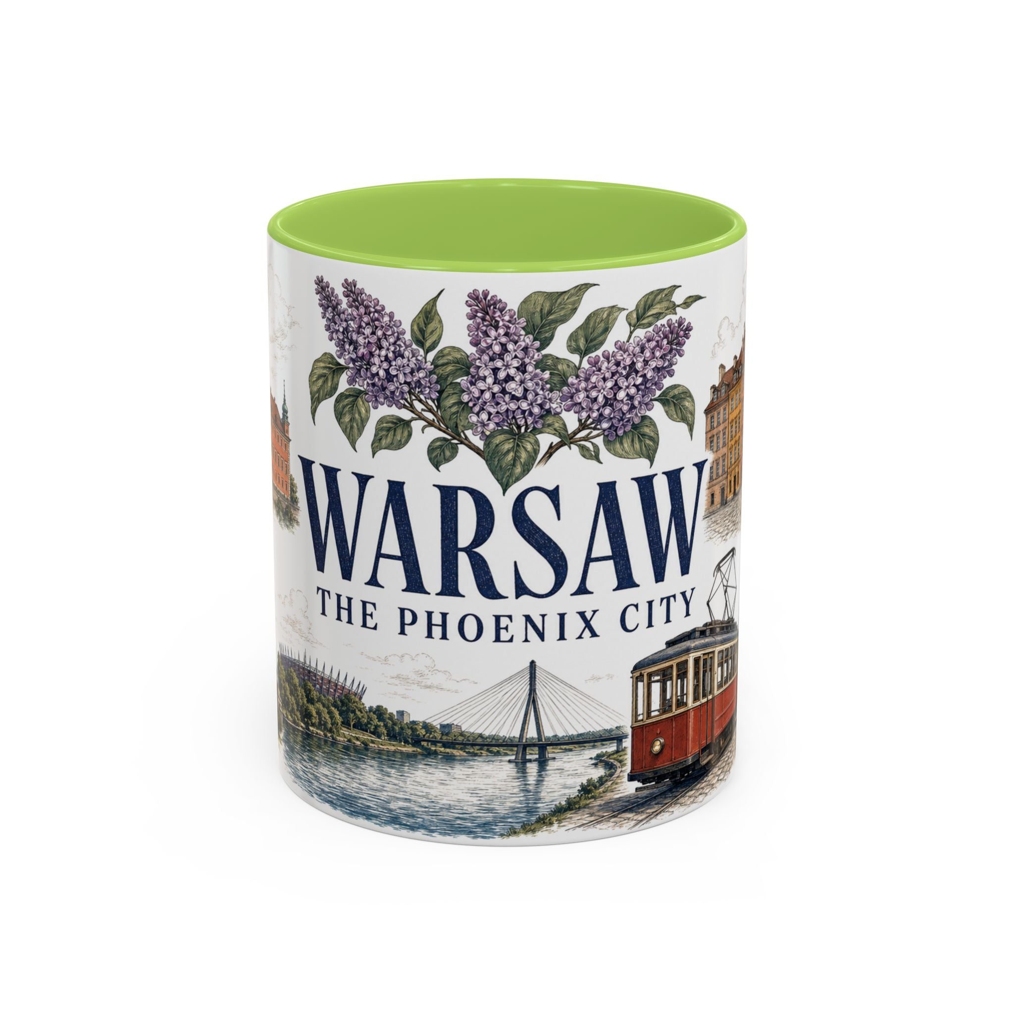 Warsaw Coffee Mug | Poland Travel Souvenir | Vintage Illustrated City Gift | 11 oz 15 oz Accent Mug