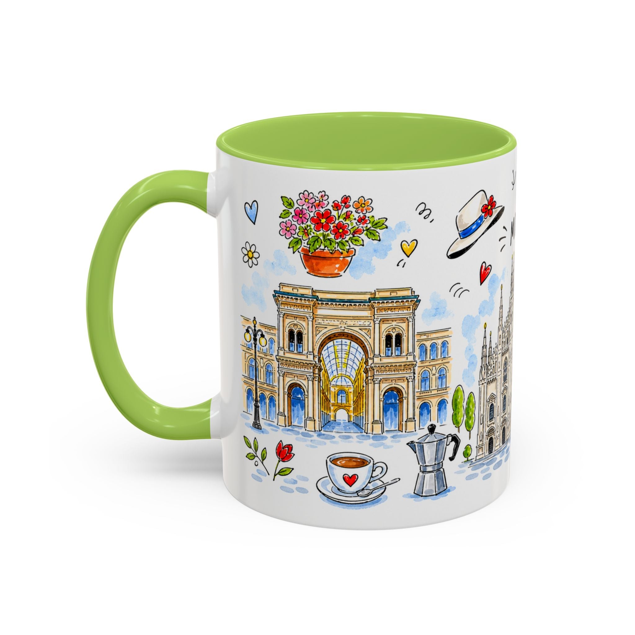 Milan Travel Mug | European City Souvenir Accent Coffee Mug | 11oz 15oz Ceramic Cup