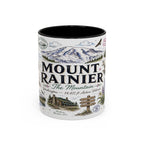 Mount Rainier Coffee Mug | National Park Hiking Washington Gift | Accent Color Ceramic 11oz 15oz