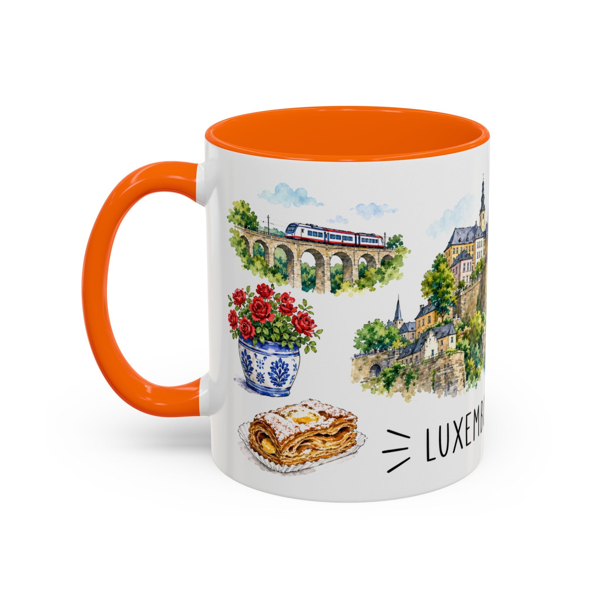 Luxembourg City Illustrated Travel Mug | City Souvenir Accent Coffee Mug | 11oz 15oz Ceramic Cup
