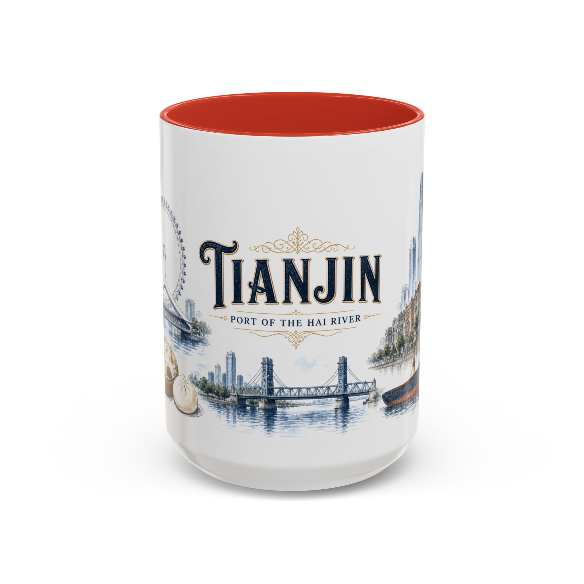 Tianjin Coffee Mug | China Travel Souvenir | Vintage Illustrated City Gift | 11 oz 15 oz Accent Mug