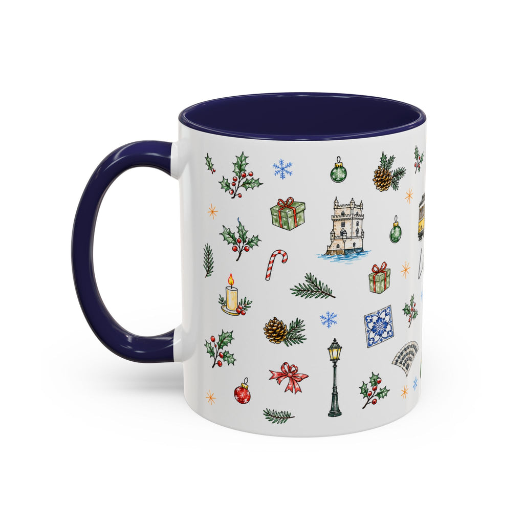 Lisbon Christmas Mug | Watercolor City Souvenir | Ceramic Coffee Cup 11oz 15oz