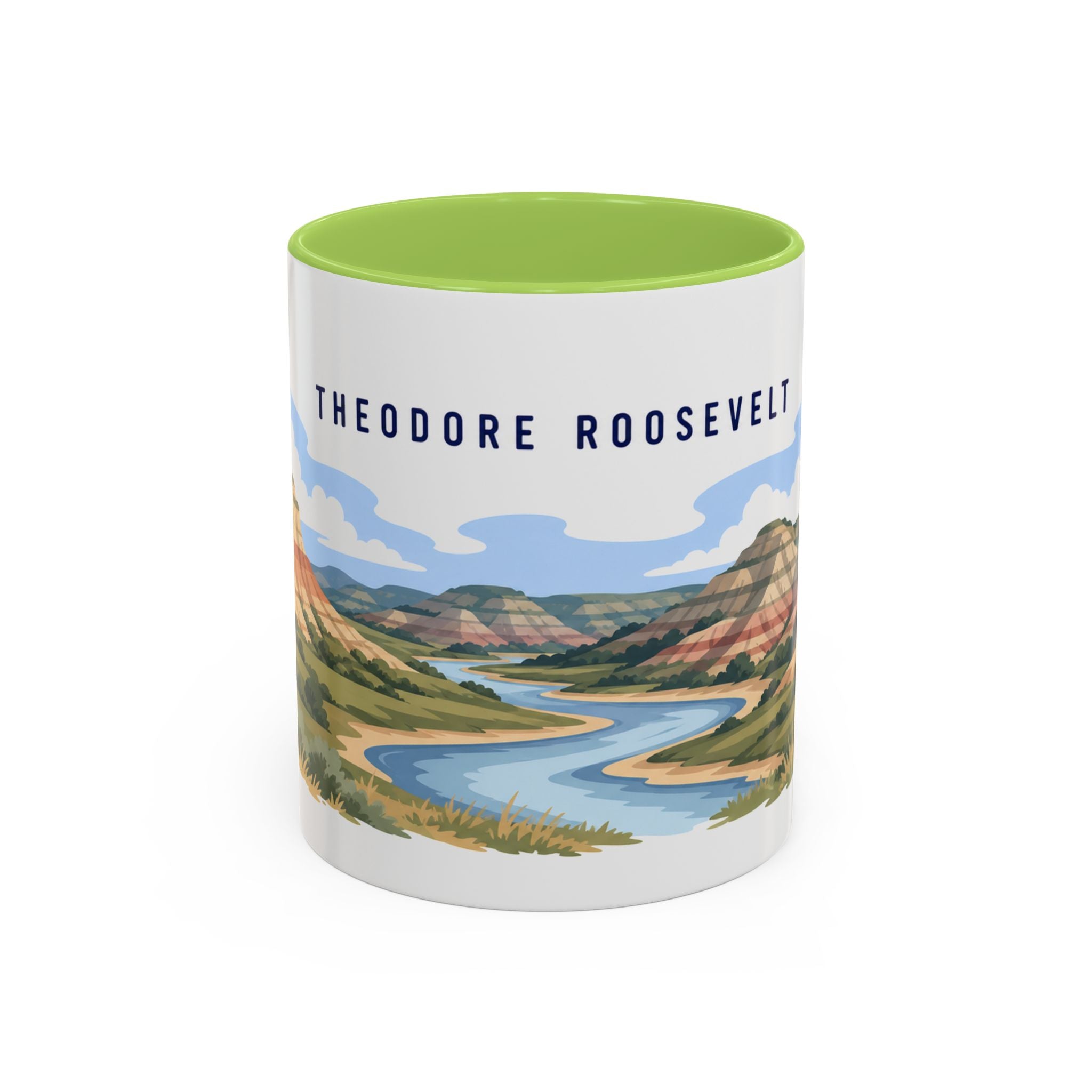 Theodore Roosevelt National Park Coffee Mug | Solid Color Block Park Souvenir | 11oz 15oz Accent Mug