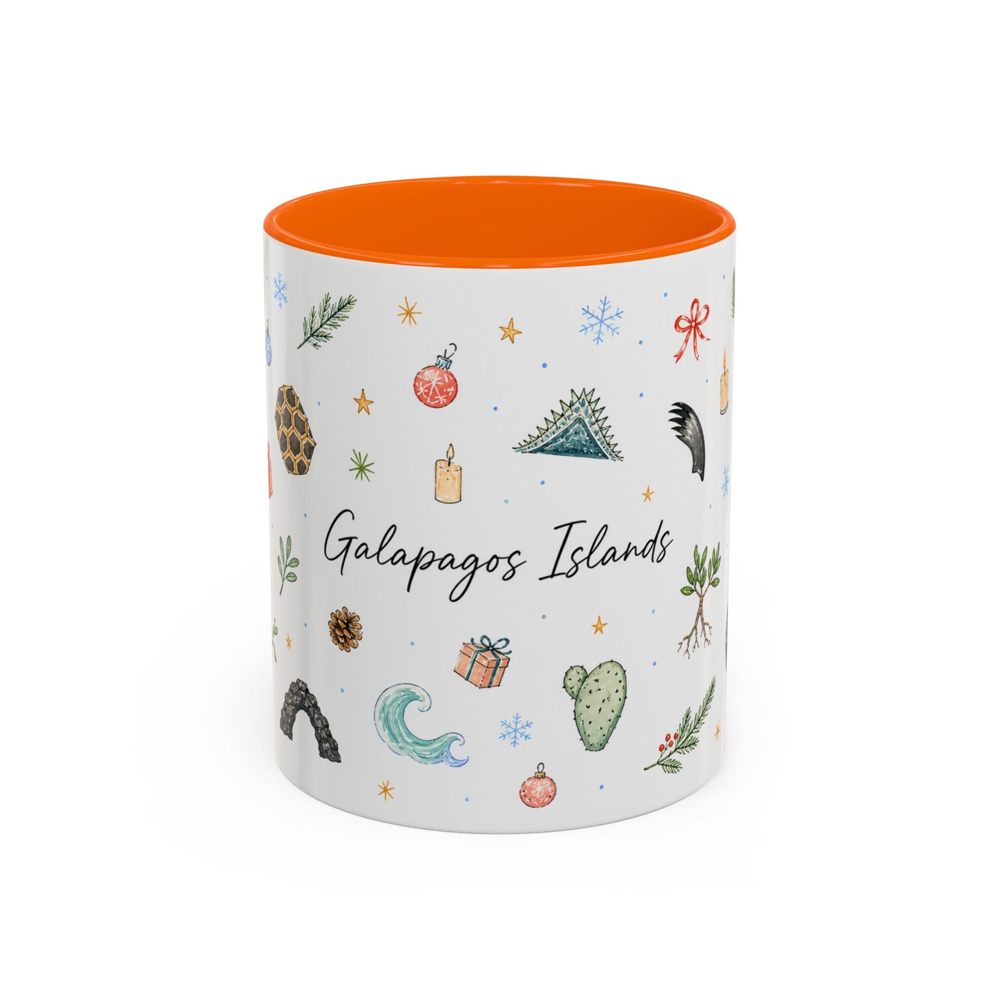 Galapagos Islands Christmas Mug | Watercolor Travel Souvenir | Holiday Gift | Accent Ceramic Coffee Cup 11oz 15oz