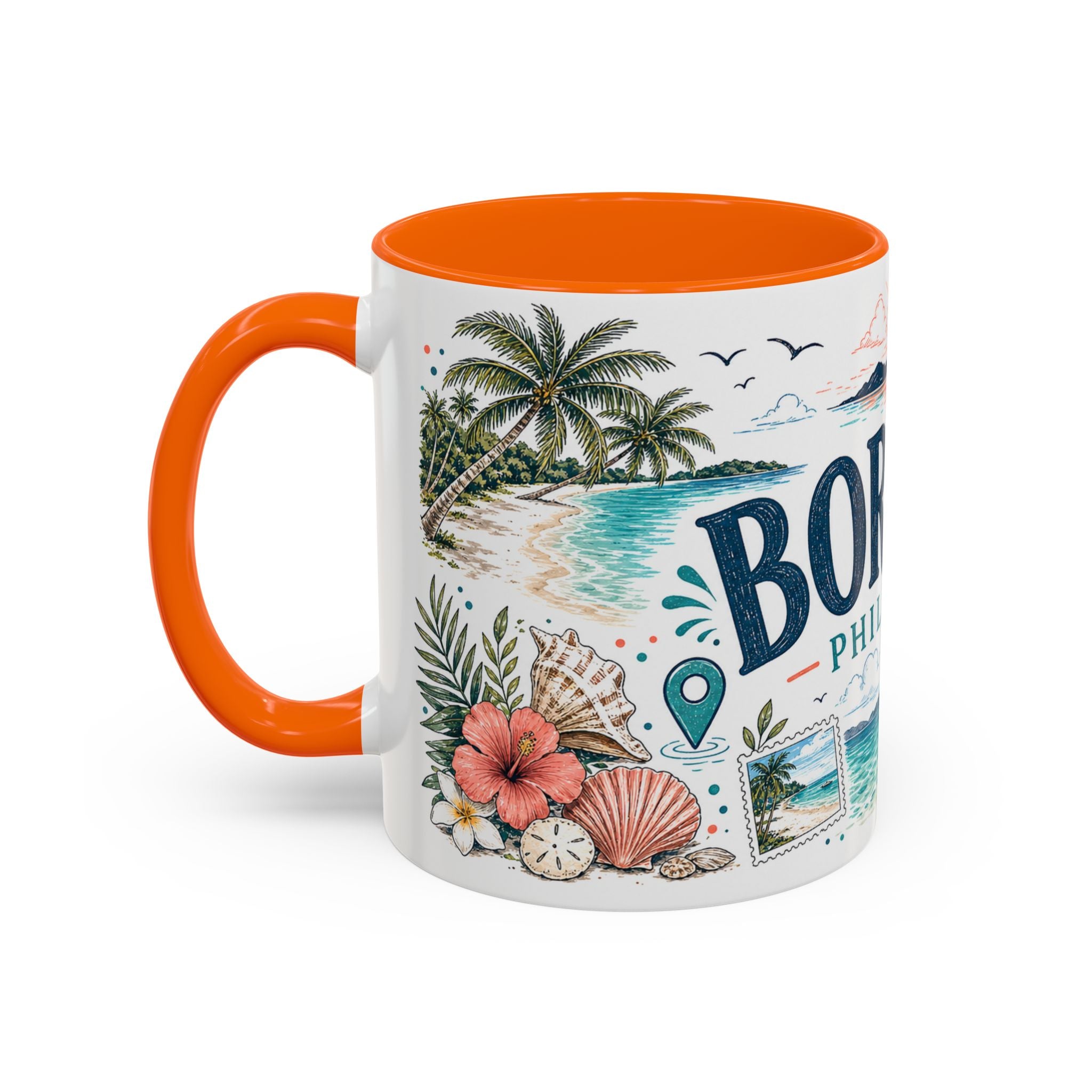 Boracay Coffee Mug | Travel Destination Souvenir Gift | Accent Color Ceramic 11oz 15oz