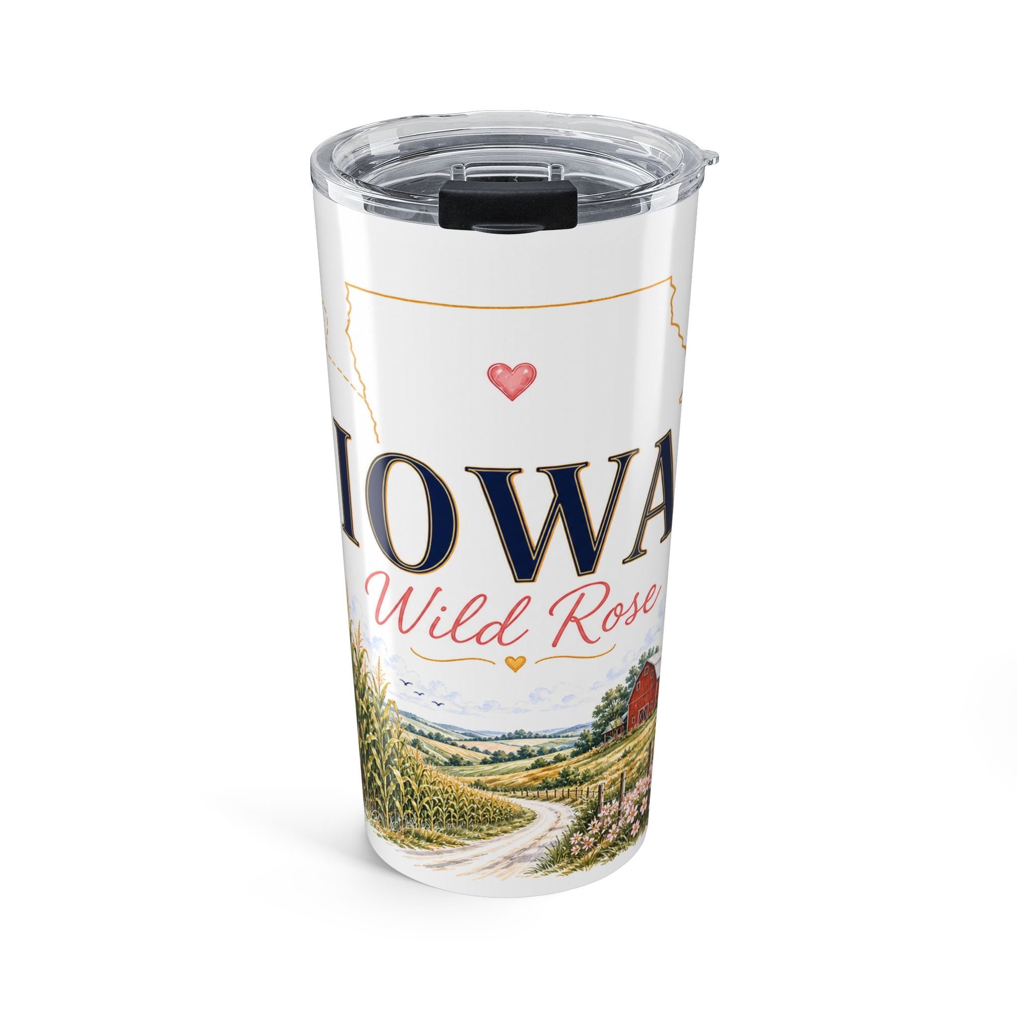 Iowa State Flower 20oz Tumbler | Wild Rose Botanical State Flower Gift | Insulated Stainless Steel Travel Cup