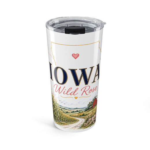 Iowa State Flower 20oz Tumbler | Wild Rose Botanical State Flower Gift | Insulated Stainless Steel Travel Cup