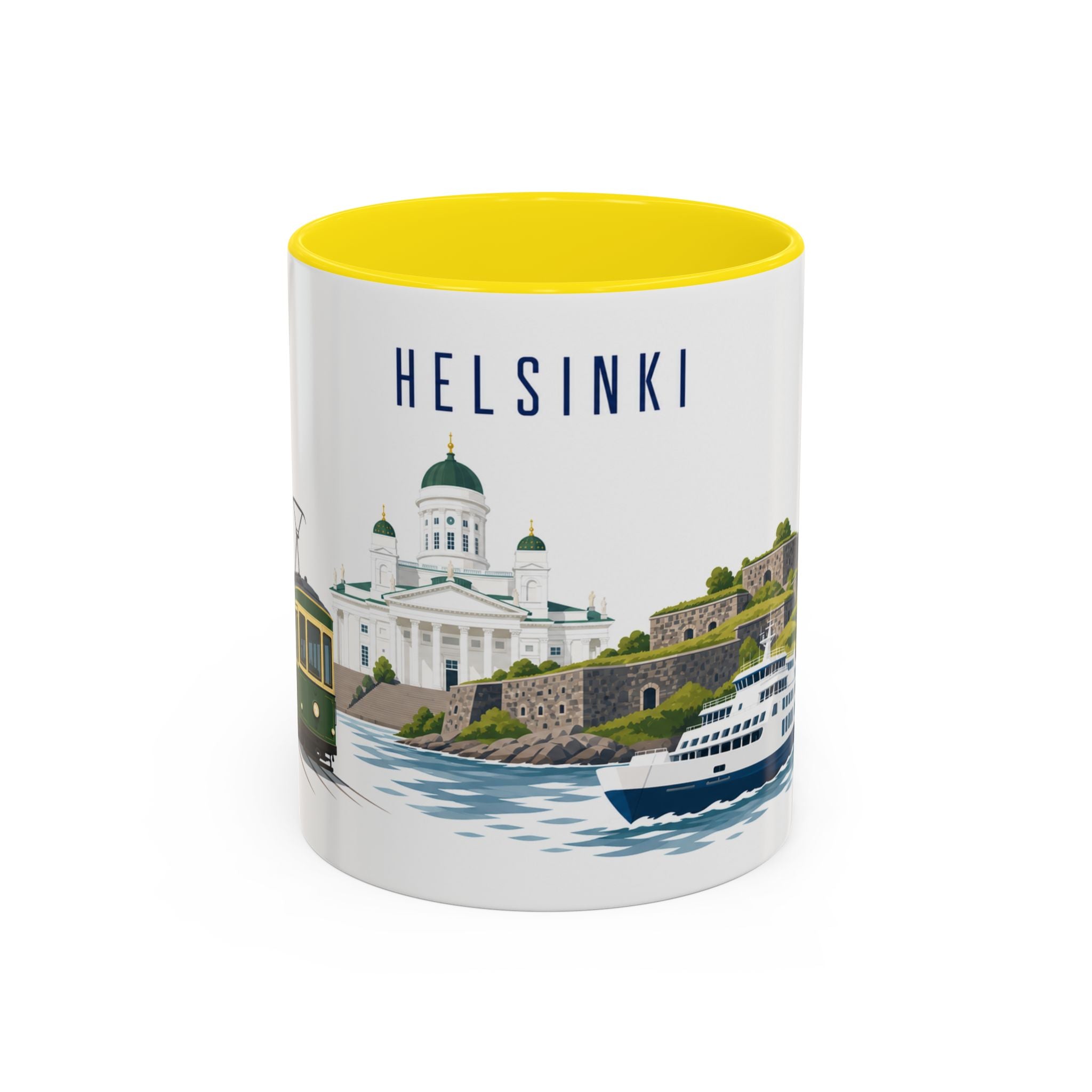 Helsinki Coffee Mug | Finland Travel Souvenir | Porcelain Decal City Gift | 11oz 15oz Accent Mug