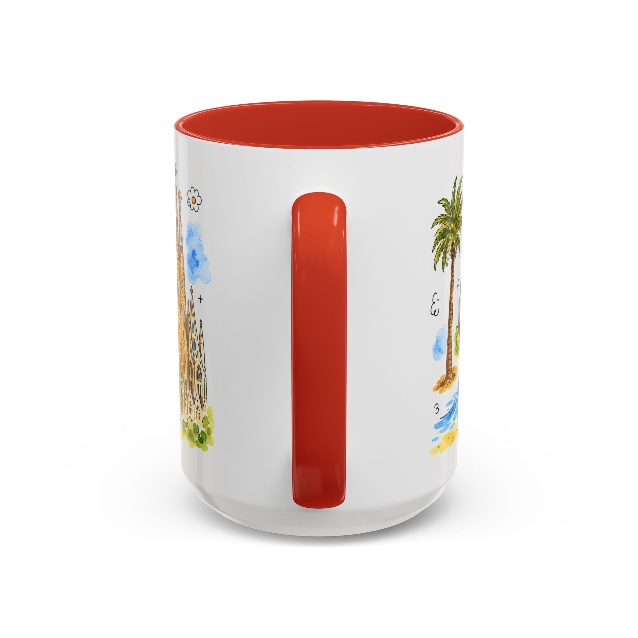 Barcelona Travel Mug | European City Souvenir Accent Coffee Mug | 11oz 15oz Ceramic Cup