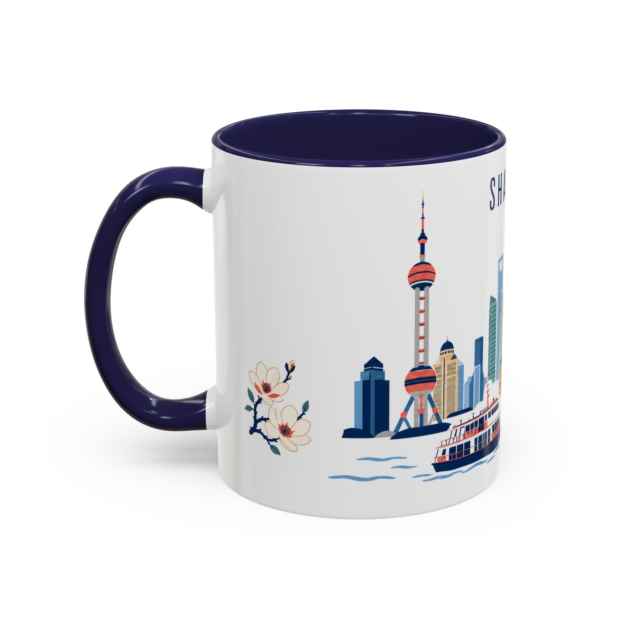 Shanghai Coffee Mug | China Travel Souvenir | Porcelain Decal City Gift | 11oz 15oz Accent Mug