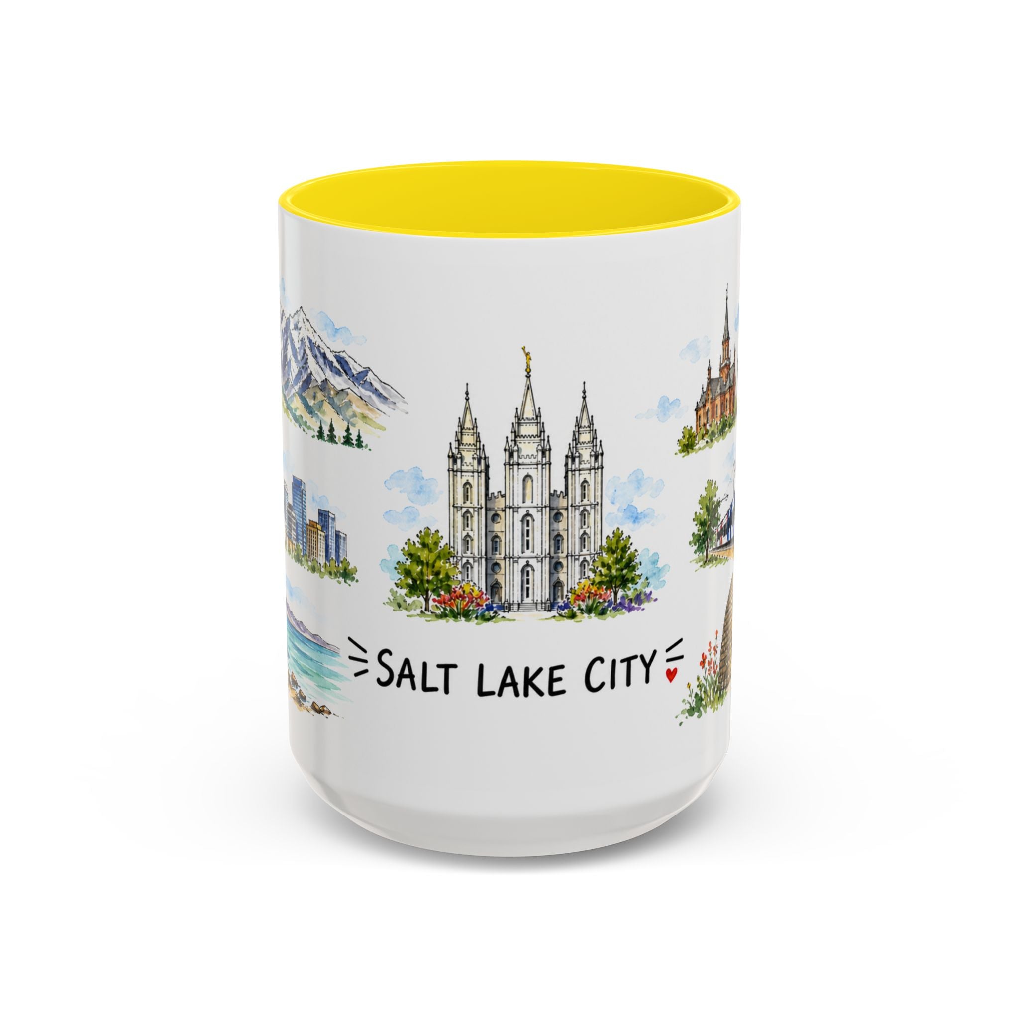 Salt Lake City Illustrated Travel Mug | City Souvenir Accent Coffee Mug | 11oz 15oz Ceramic Cup