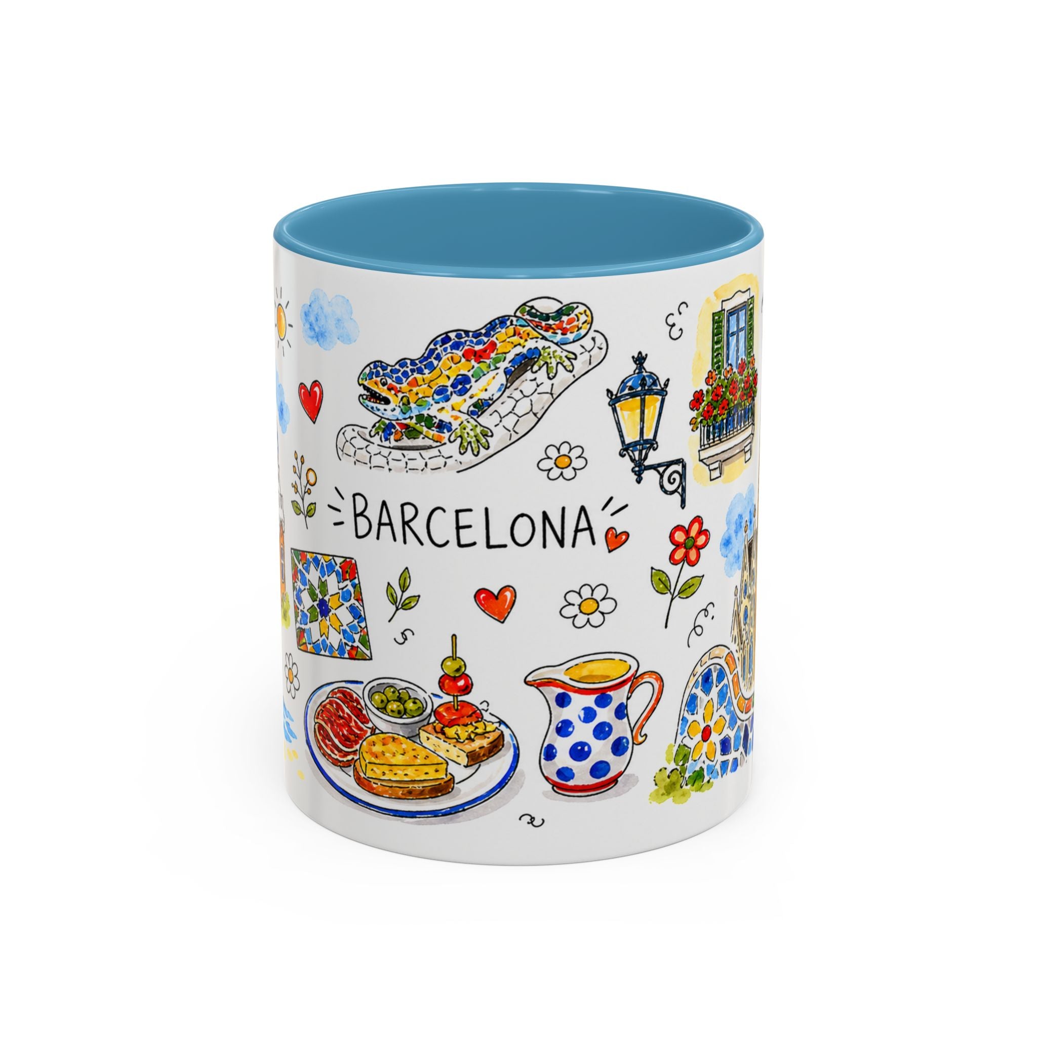 Barcelona Travel Mug | European City Souvenir Accent Coffee Mug | 11oz 15oz Ceramic Cup