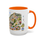 Positano Illustrated Travel Mug | Italy Souvenir Accent Coffee Mug | 11oz 15oz Ceramic Cup