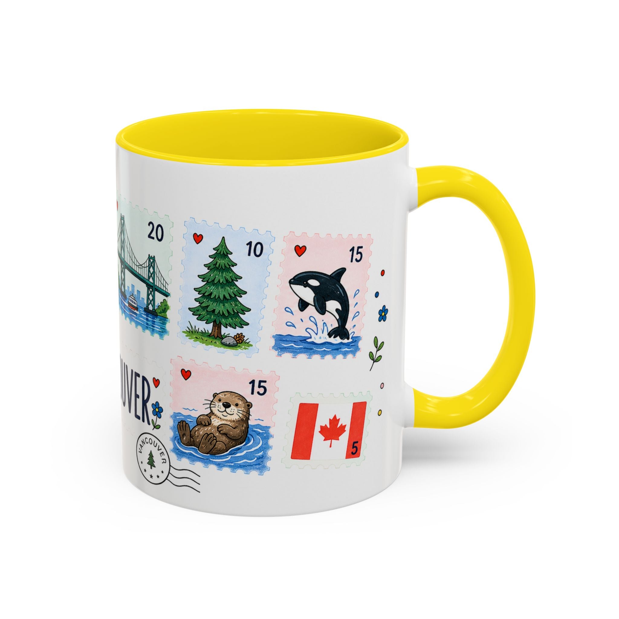Vancouver Coffee Mug | Postage Stamp Collage Mug | Travel Souvenir Accent Cup 11oz 15oz