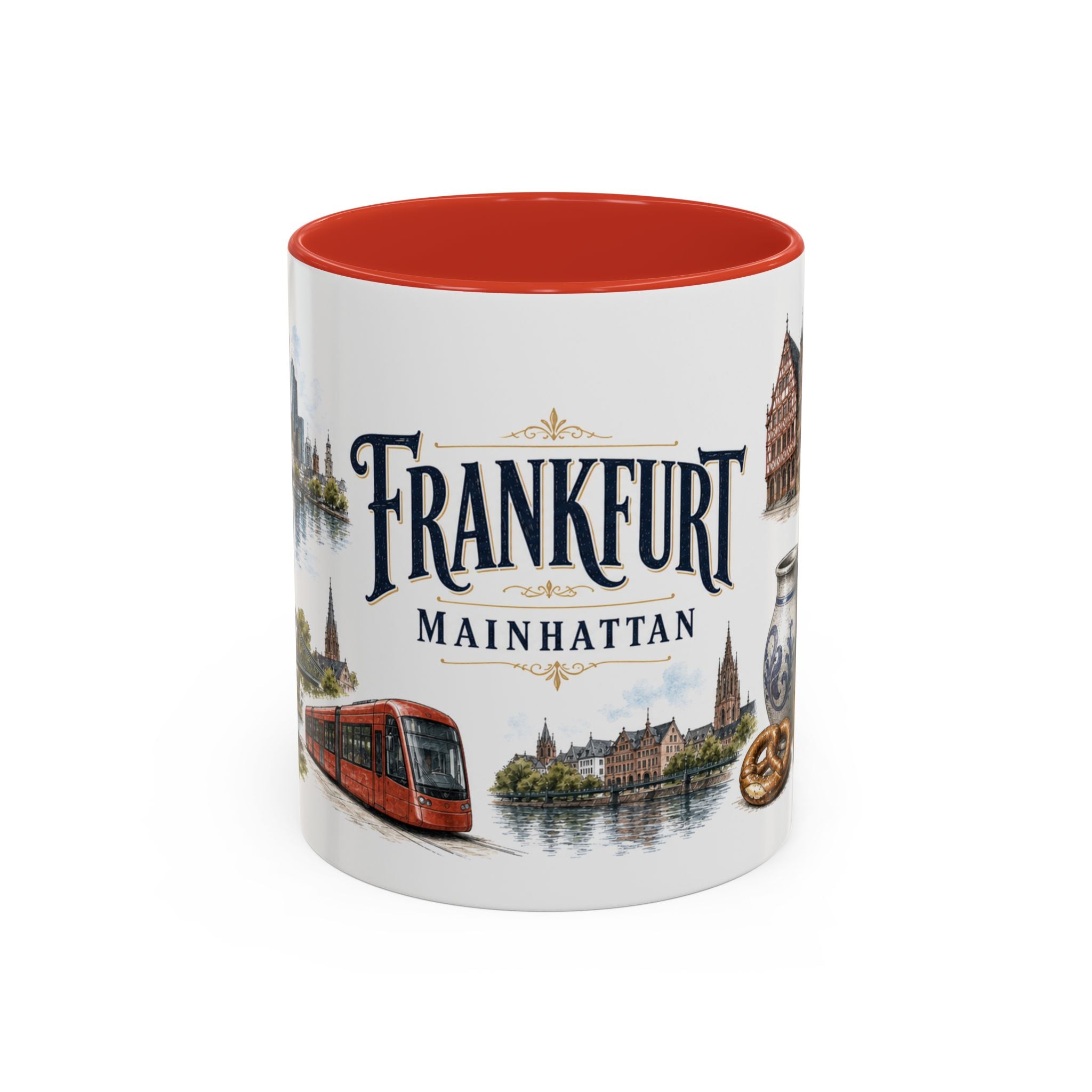 Frankfurt Coffee Mug | Germany Travel Souvenir | Vintage Illustrated City Gift | 11 oz 15 oz Accent Mug