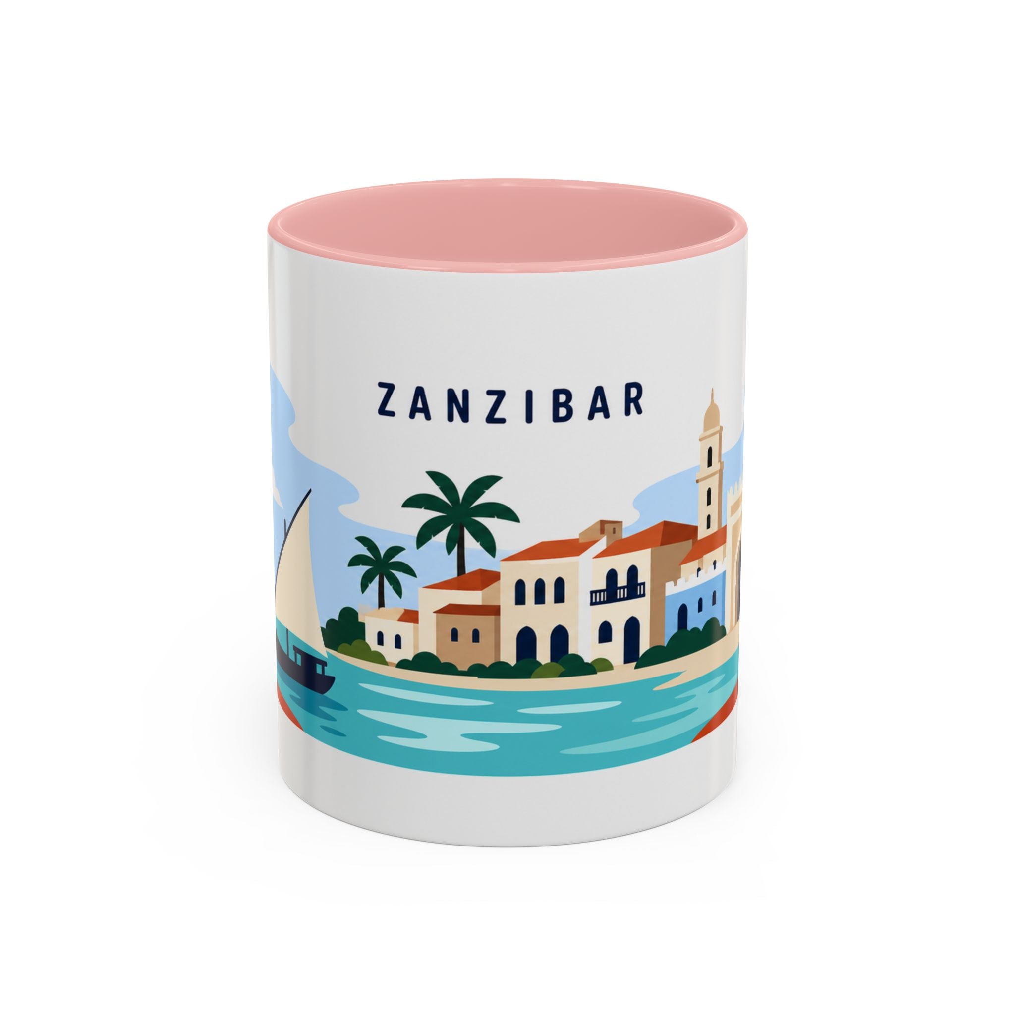 Zanzibar Coffee Mug | Travel Destination Souvenir Gift | Accent Color Ceramic 11oz 15oz
