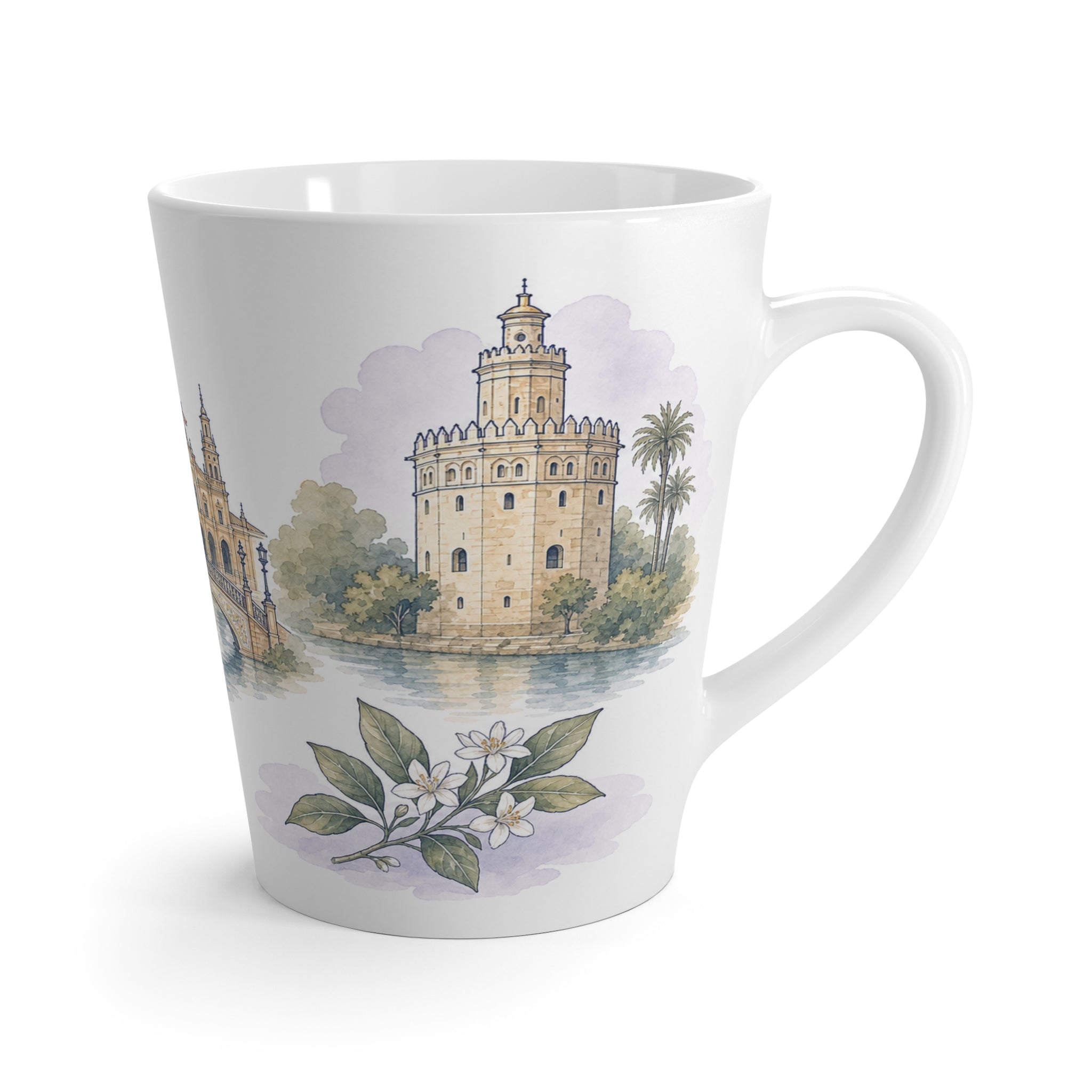Seville Latte Mug | Watercolor City Travel Mug | 12 oz Ceramic Souvenir Gift