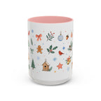 Woodland Christmas Mug | Deer Bird Watercolor Holiday Gift | Accent Cup 11oz 15oz