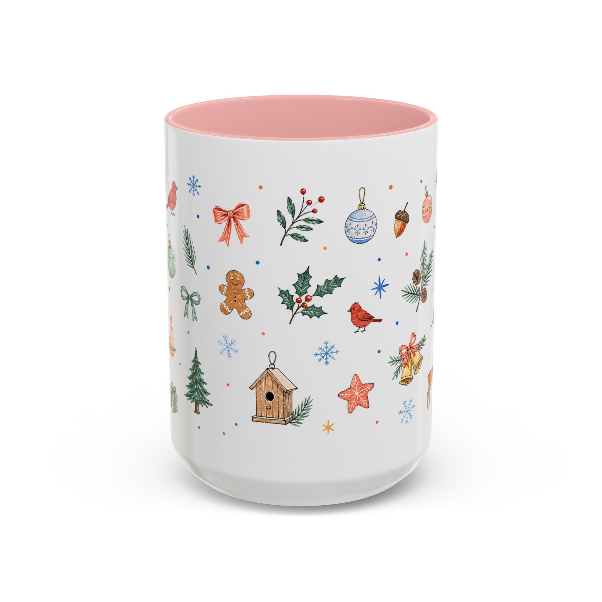 Woodland Christmas Mug | Deer Bird Watercolor Holiday Gift | Accent Cup 11oz 15oz
