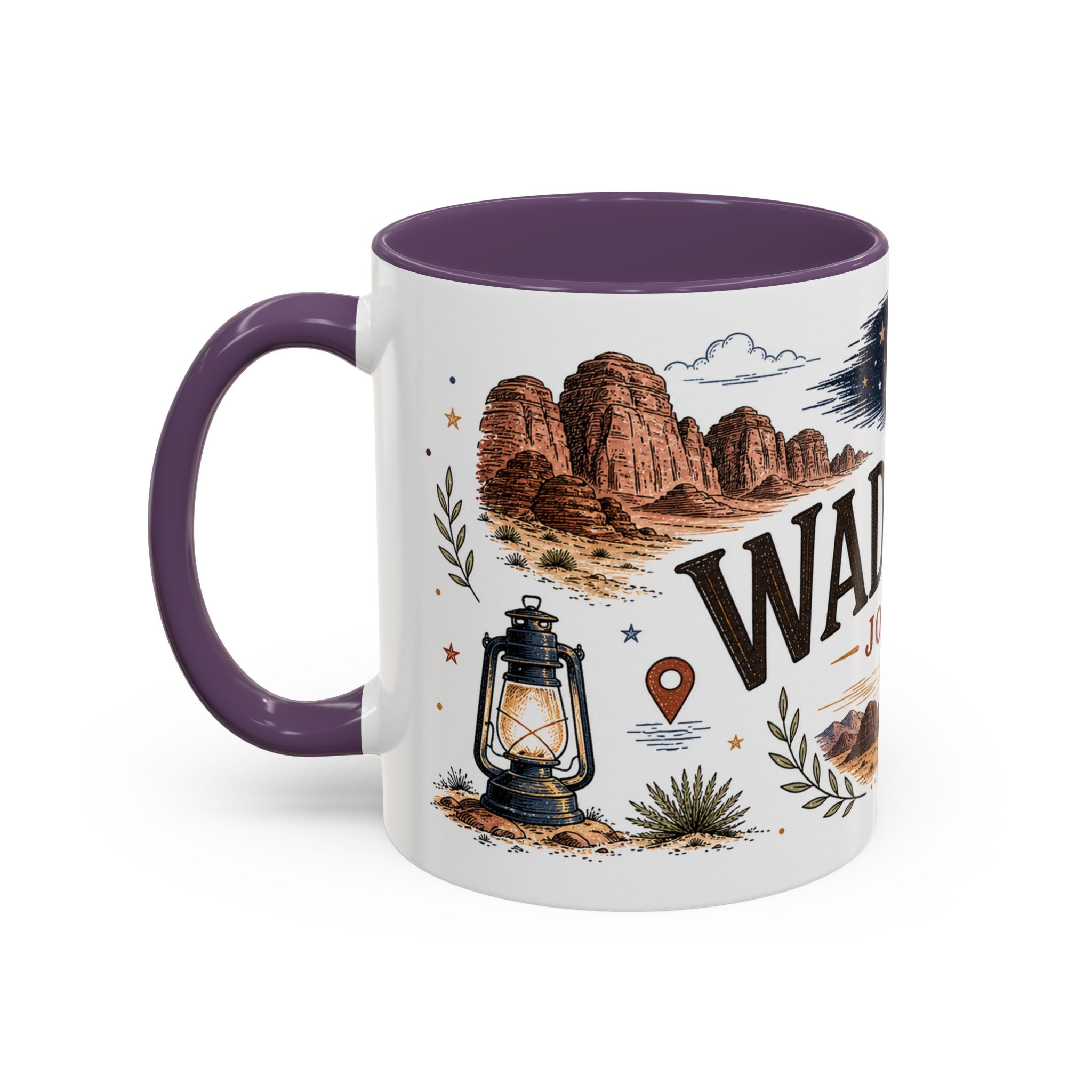 Wadi Rum Coffee Mug | Travel Destination Souvenir Gift | Accent Color Ceramic 11oz 15oz