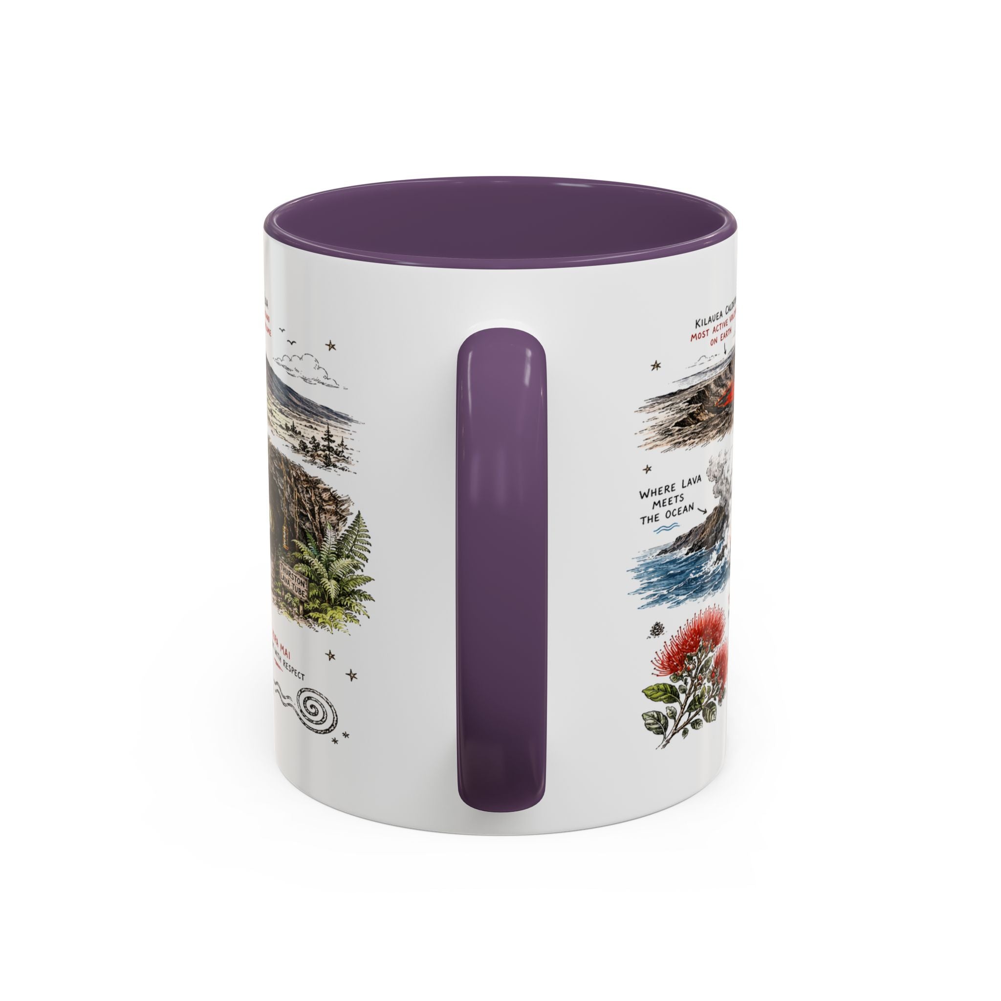 Hawaii Volcanoes National Park Coffee Mug | Hawaii Big Island Lava Volcano Gift | Accent Color Ceramic 11oz 15oz