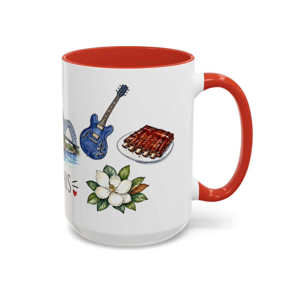 Memphis Illustrated Travel Mug | City Souvenir Accent Coffee Mug | 11oz 15oz Ceramic Cup