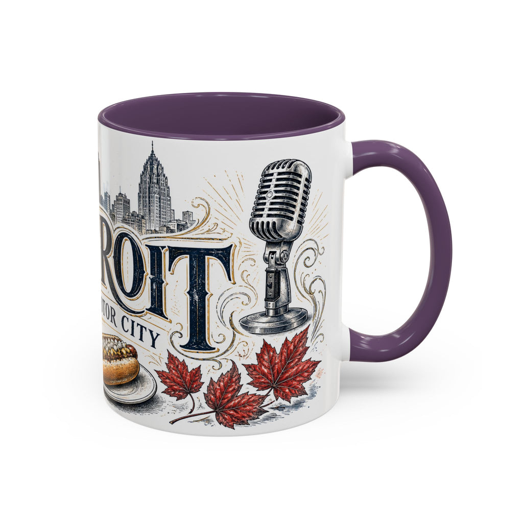 Detroit Coffee Mug | United States Travel Souvenir | Vintage Illustrated City Gift | 11 oz 15 oz Accent Mug