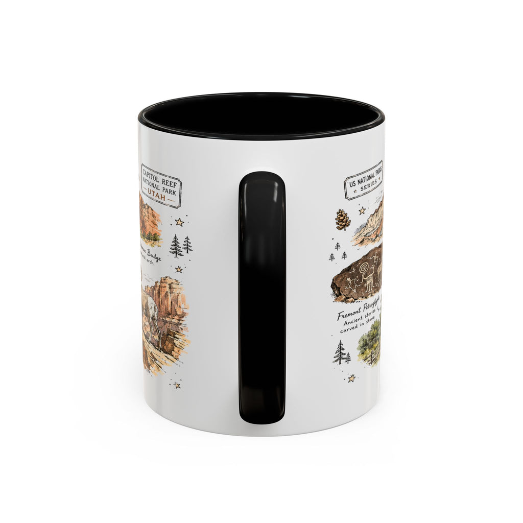Capitol Reef National Park Coffee Mug | Utah Sandstone Canyon Hiking Gift | Accent Color Ceramic 11oz 15oz