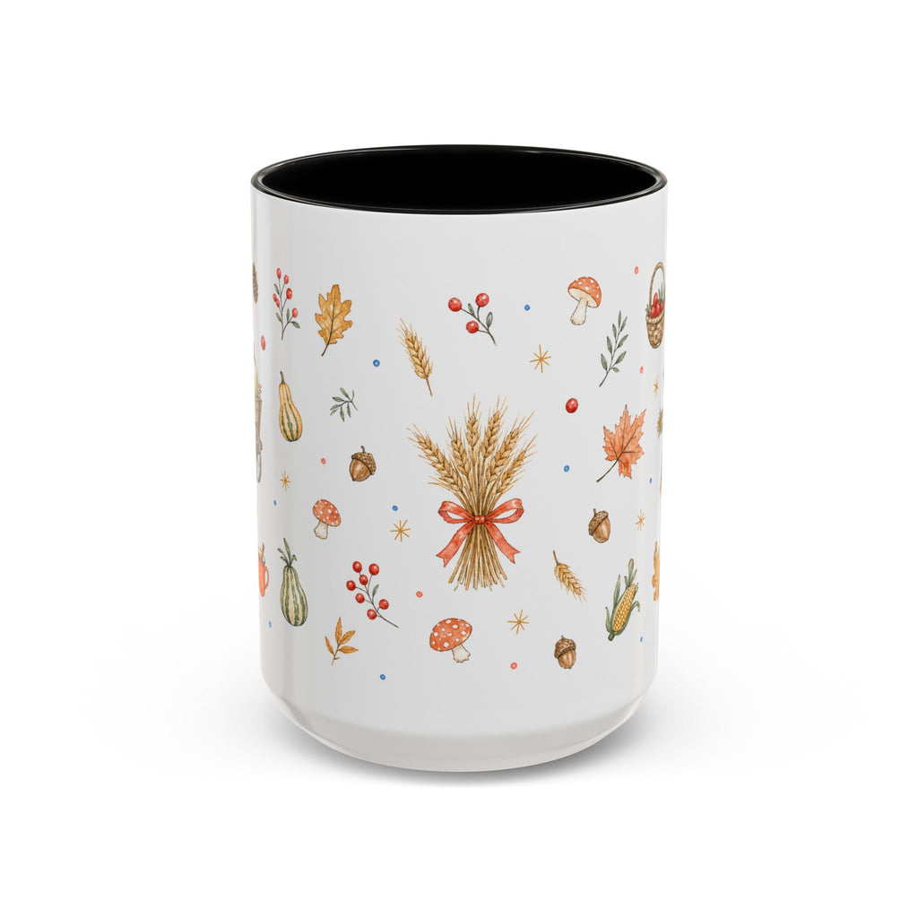 Thanksgiving Mug | Country Harvest Watercolor Gift | Pumpkin Scarecrow Accent Cup 11oz 15oz