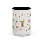 Thanksgiving Mug | Country Harvest Watercolor Gift | Pumpkin Scarecrow Accent Cup 11oz 15oz