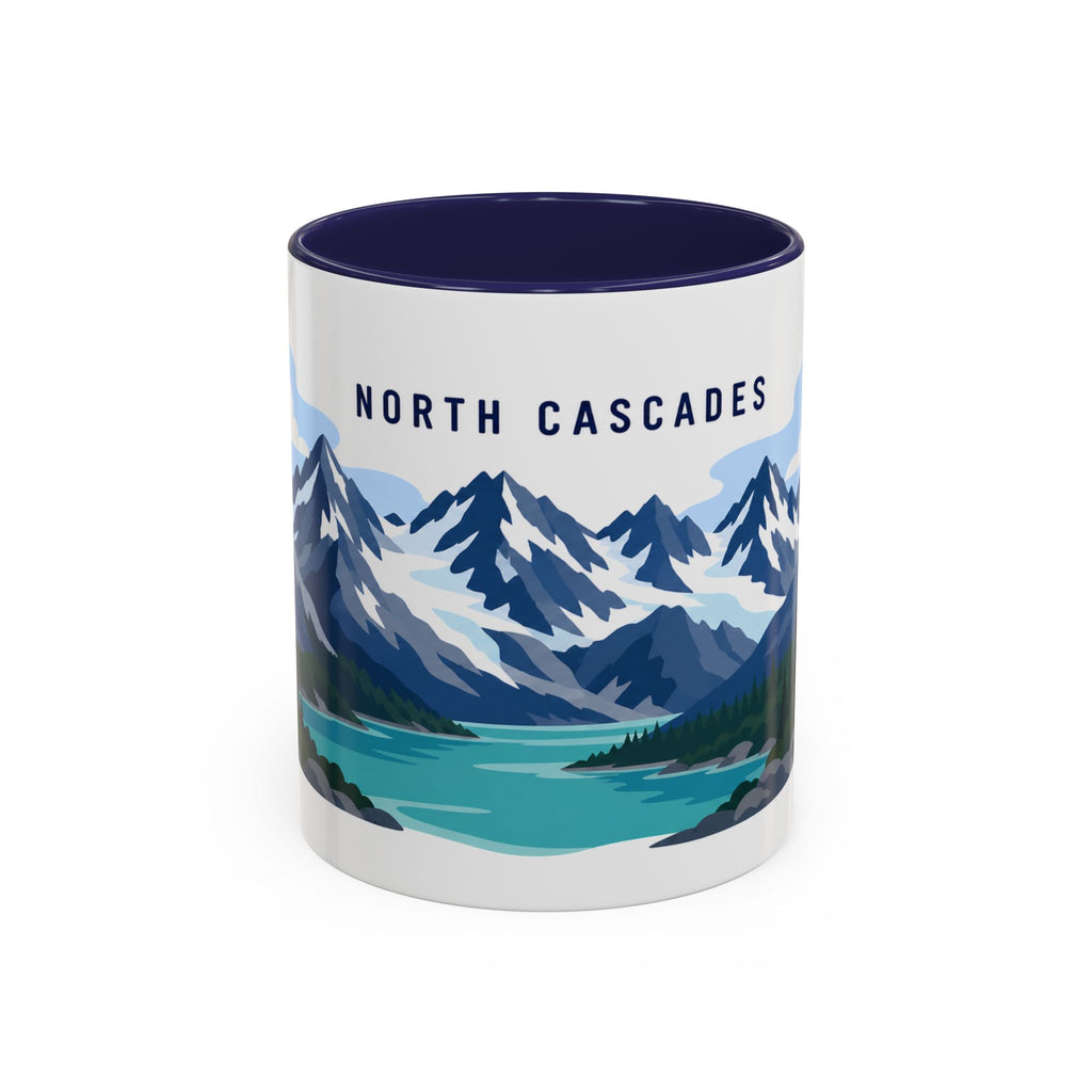 North Cascades National Park Coffee Mug | Solid Color Block Park Souvenir | 11oz 15oz Accent Mug