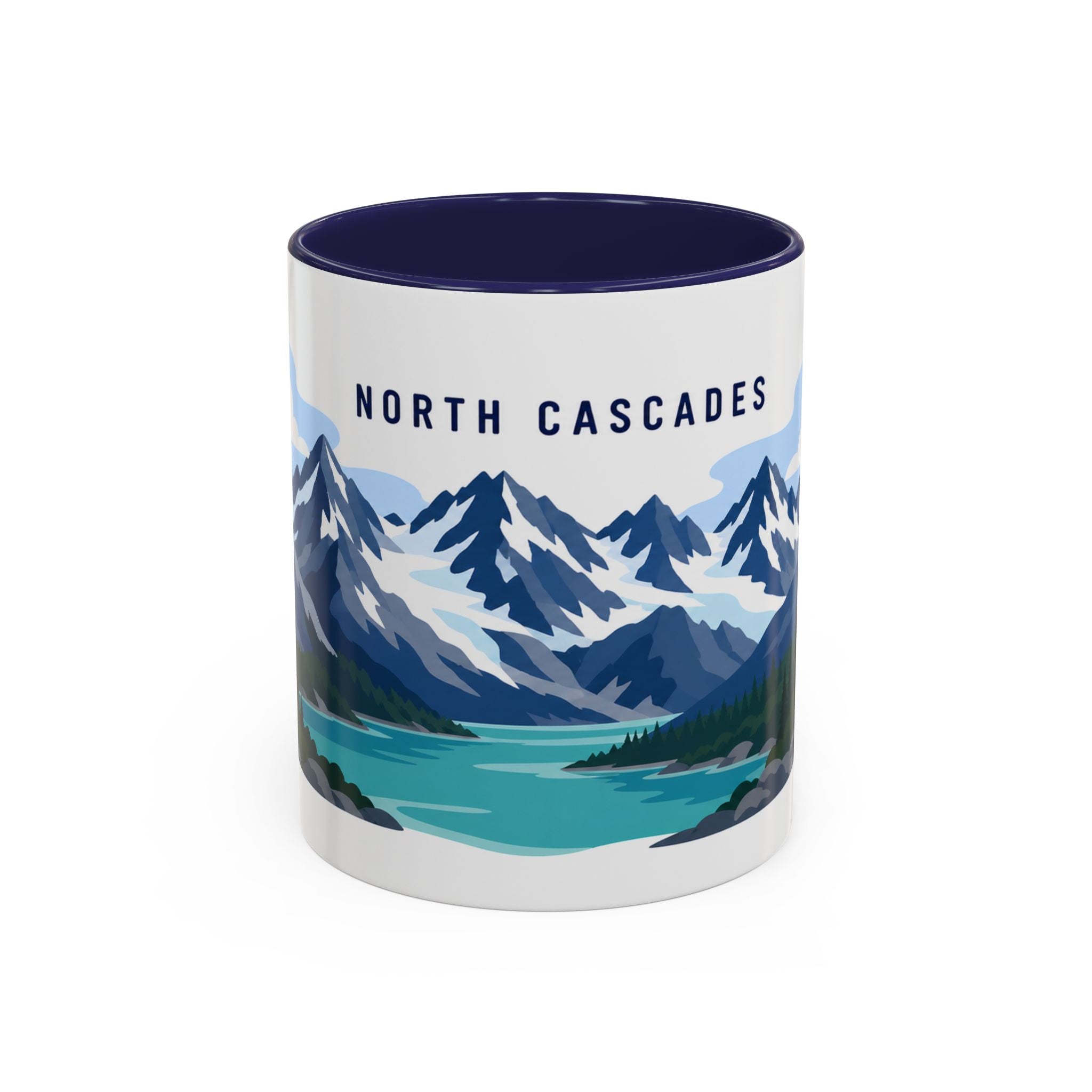 North Cascades National Park Coffee Mug | Solid Color Block Park Souvenir | 11oz 15oz Accent Mug