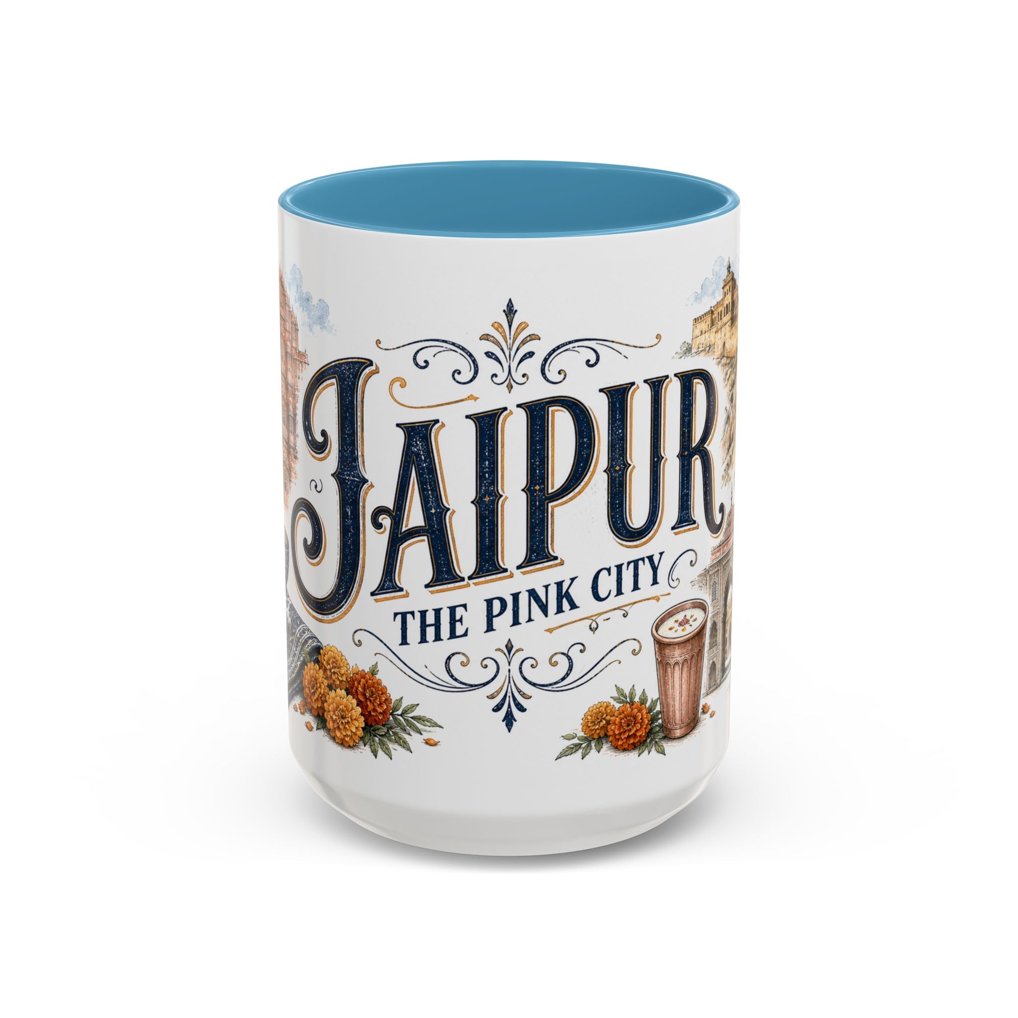Jaipur Coffee Mug | India Travel Souvenir | Vintage Illustrated City Gift | 11 oz 15 oz Accent Mug